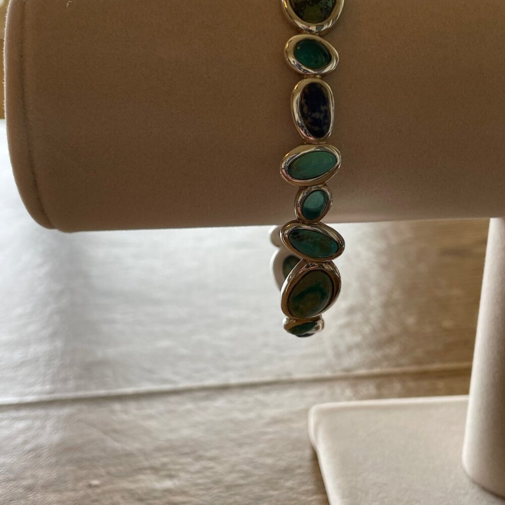 Barse Turquoise, Lapis and Green Glass necklace, bracelet and earrings set - Picture 4 of 16